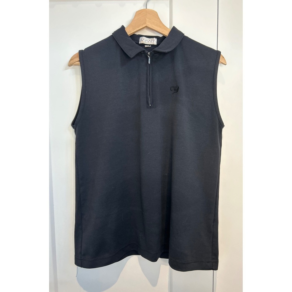 Cracked Wheat Womens Sleeveless Quarter‎ Zip Golf Top Black Rayon Blend Size M